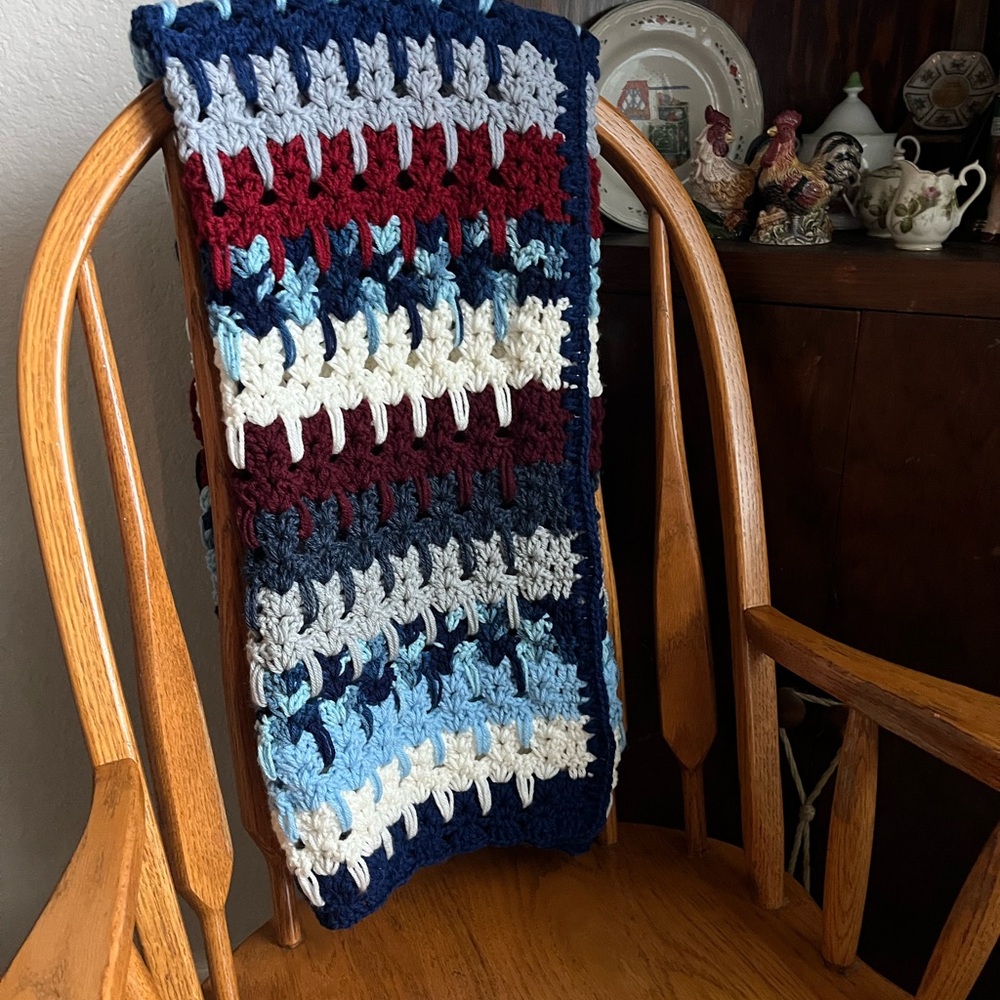 Red, White, and Blue Crochet Afghan